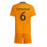 Real Madrid Eduardo Camavinga #6 Vieras Peliasu Lasten 2024-25 Lyhythihainen (+ Lyhyet housut)